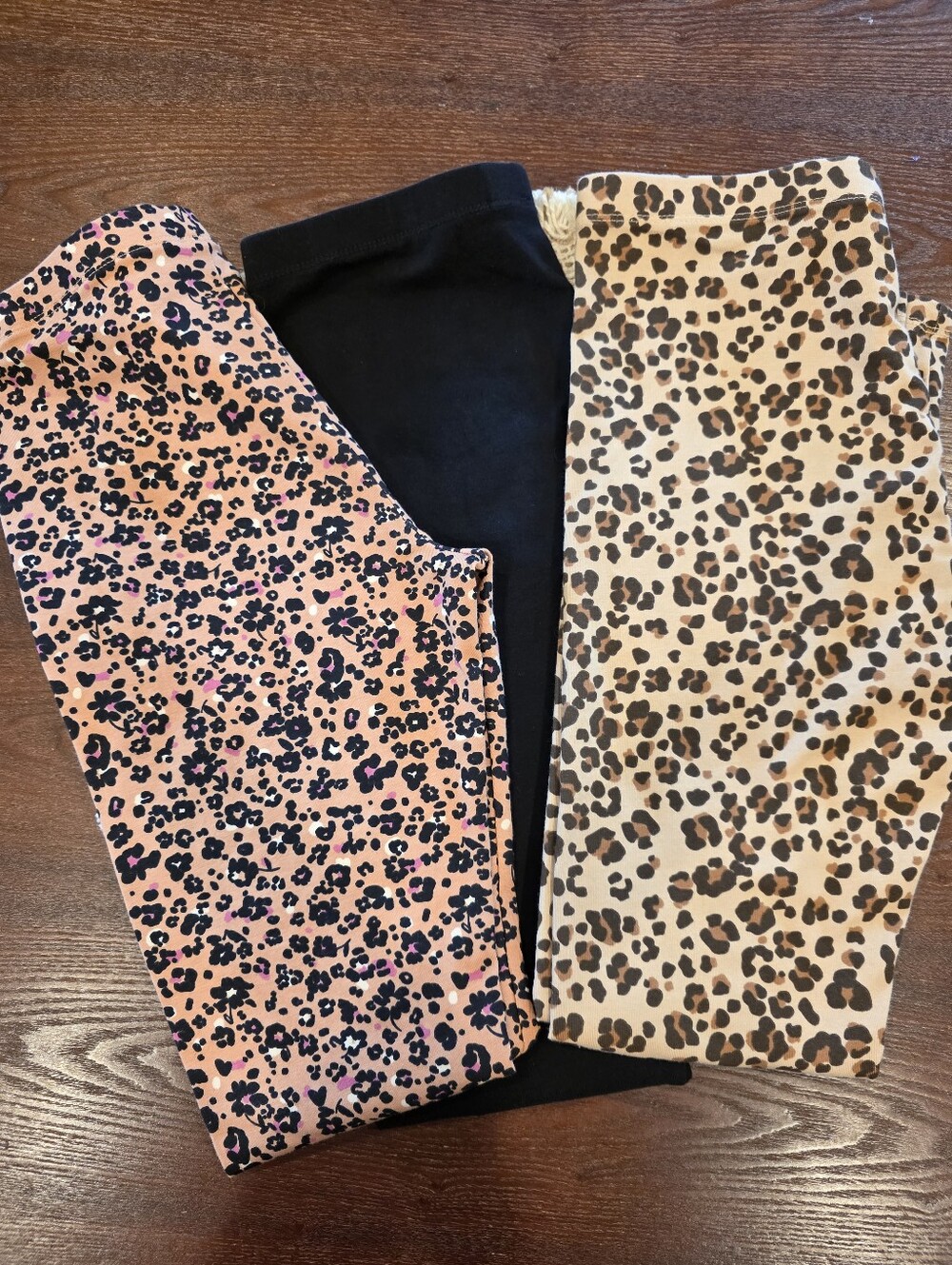 Wonder Nation Girls XL 14-16 Leggings Lot Of 3 Leopard Animal Print Black